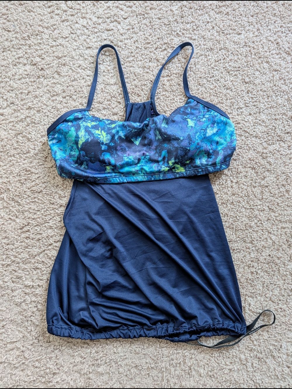 Nike Swim Women's Navy Swim Floral Layered Tankini Top Size Medium - Picture 3 of 9